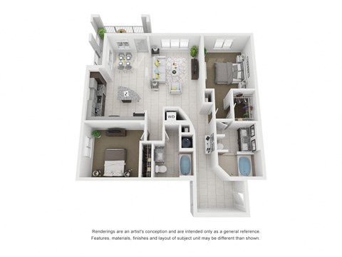 B2B 1,196 Sq.Ft. Floor plan at Moda North Bay Village, Florida